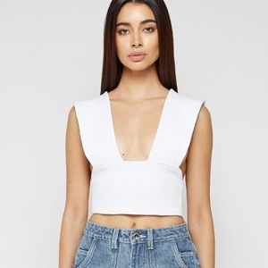 MULTI-WAY RIBBED CROP TOP - OFF-WHITE